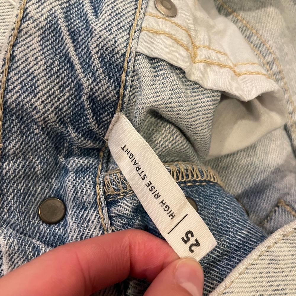 PacSun Blue High Rise Straight Jeans Vintage Distressed - Picture 6 of 6